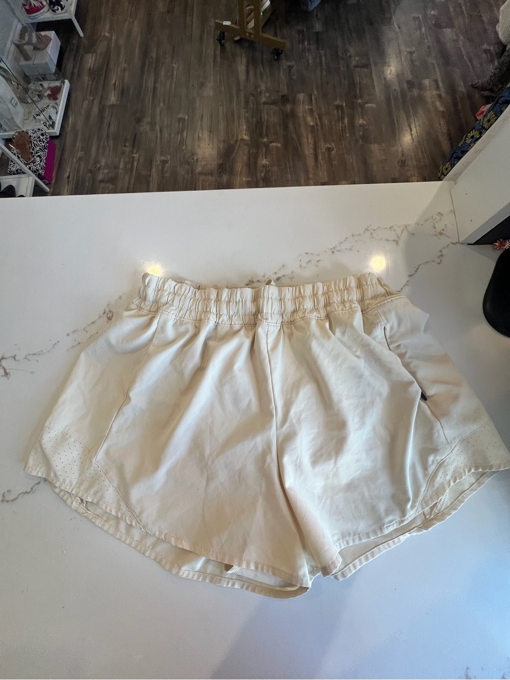 CALIA by Carrie Underwood Cream Athletic Shorts with Elastic Waist